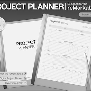 Project Planner  for the reMarkable 2, Project Tracker Management, Digital Planner, Work Schedule, Business, Student, Productivity, Gantt