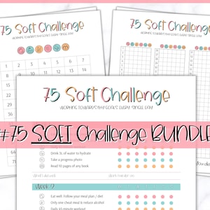 EDITABLE 75 SOFT Challenge Tracker, 75soft Printable, #75Soft, Easier 75 Hard, Easy , 75 Medium, Meal Planner, Fitness & Health Planner