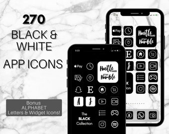 MONOCHROME iOS 14 App Icons, 270 BLACK & White Theme iPhone App Icons, Home Screen Icon Aesthetic, Widget, App Icon Covers Pack, Minimalist