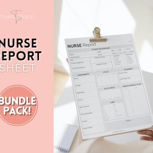 Nurse Report Sheet Bundle, 5 Colors, Nurse Brain Sheet, ICU Nurse Report, RN Nursing, New Grad, SBAR, Patient Assessment, Printable Template