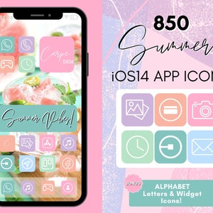 App Icons, Colorful iOS 14 App Icon Bundle! 850 Summer Theme Home screen iOS 14 Icons, iPhone Aesthetic, Widget + Wallpaper, iOS Icon Covers