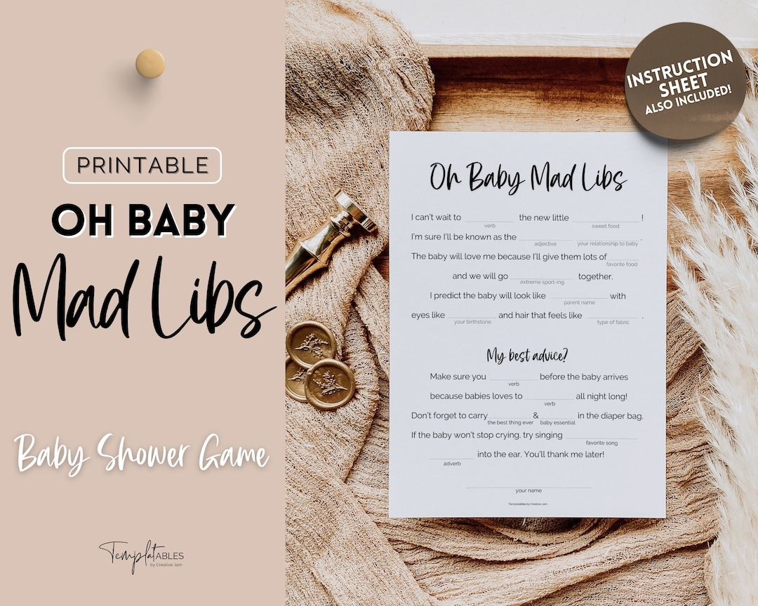 Baby Shower Mad Libs, Printable Baby Shower Template, Gender Neutral ...