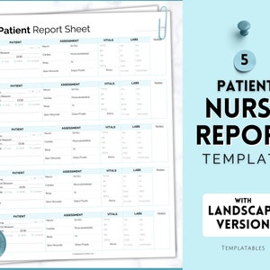 5 Patient Nurse Report Sheet, Nurse Brain Sheet, ICU Nurse Report, RN Nursing, Nurse Grad, SBAR, Patient Assessment, Printable Template