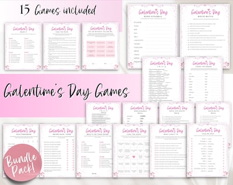 Galentines Day Spiele Bundle, 15 druckbare Spiele für Galentines, Galentines Partyspiel, Bingo, Trivia, Valentinstag Partyspiel, Girls Night