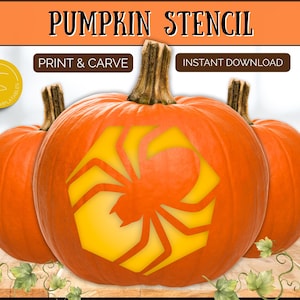SPIDER Pumpkin Stencil, Printable Pumpkin Carving Stencil for Halloween Decor, Jack o lantern Stencil Template, Printable Fun & Crafts, WEB