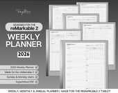 2026 Weekly Planner for reMarkable 2, Digital Planner, Hyperlinked calendar, Minimalist Weekly Schedule, Task List, Templates for reMarkable