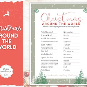 Holiday Around the World Game! Christmas Game Printables, Xmas Party Game, Fun Family Activity Set, Virtual, Kids Adults, Office Party, Quiz