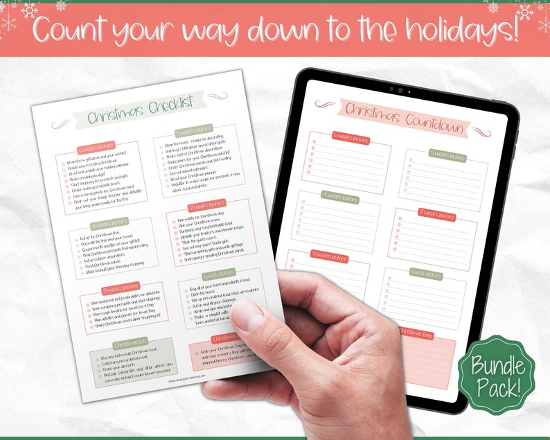 Christmas Countdown Checklist, Christmas Planner Printable, Holiday Planner Kit, Xmas Calendar, Organizer Binder, To Do List, Journal image 2