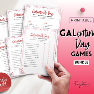 GALENTINES Games Bundle, 15 Printable Games for Galentines Day, Galentines Party Game, Bingo, Trivia, Valentines Day Party Game, Girls Night