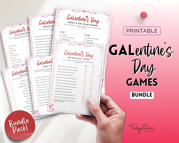 GALENTINES Games Bundle, 15 Printable Games for Galentines Day, Galentines Party Game, Bingo, Trivia, Valentines Day Party Game, Girls Night