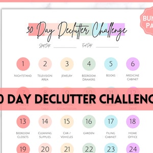 Declutter Checklist, 30 Day Challenge Printable, Cleaning Planner Schedule, De clutter your home, Spring Clean, Home Cleaning, Organization