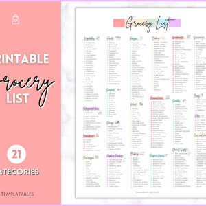 Einkaufsliste, Haupt-Einkaufsliste, Einkaufsliste, Checkliste für den Speiseplan, PDF für Lebensmittel, Küchenorganisationsvorlage