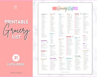 Grocery List, Master Grocery List Printable, Weekly Shopping List, Meal Planner Checklist, Grocery PDF, Kitchen Organization Template