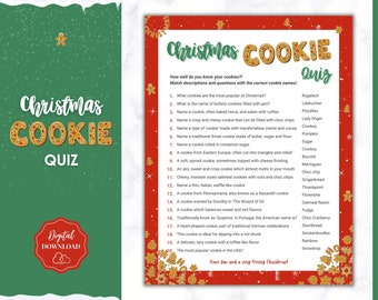 Christmas Cookie Quiz Game! Holiday Guess the Cookie Game Printable, Xmas Party, Fun Family Activity Set, Virtual, Kids Adults, Office