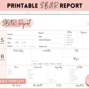 SBAR Nurse Report Sheet, Nurse Brain Sheet, ICU Nurse Report, RN Nursing, New Grad, Sbar Brain Sheet, Patient Assessment, Printable Template
