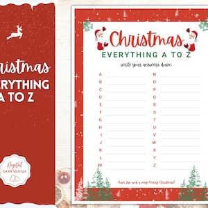 Christmas A to Z Game! A-Z Holiday Game Printables, Xmas Party Game, Fun Family Activity Set, Virtual, Kids Adults, Office, Anagram, Quiz