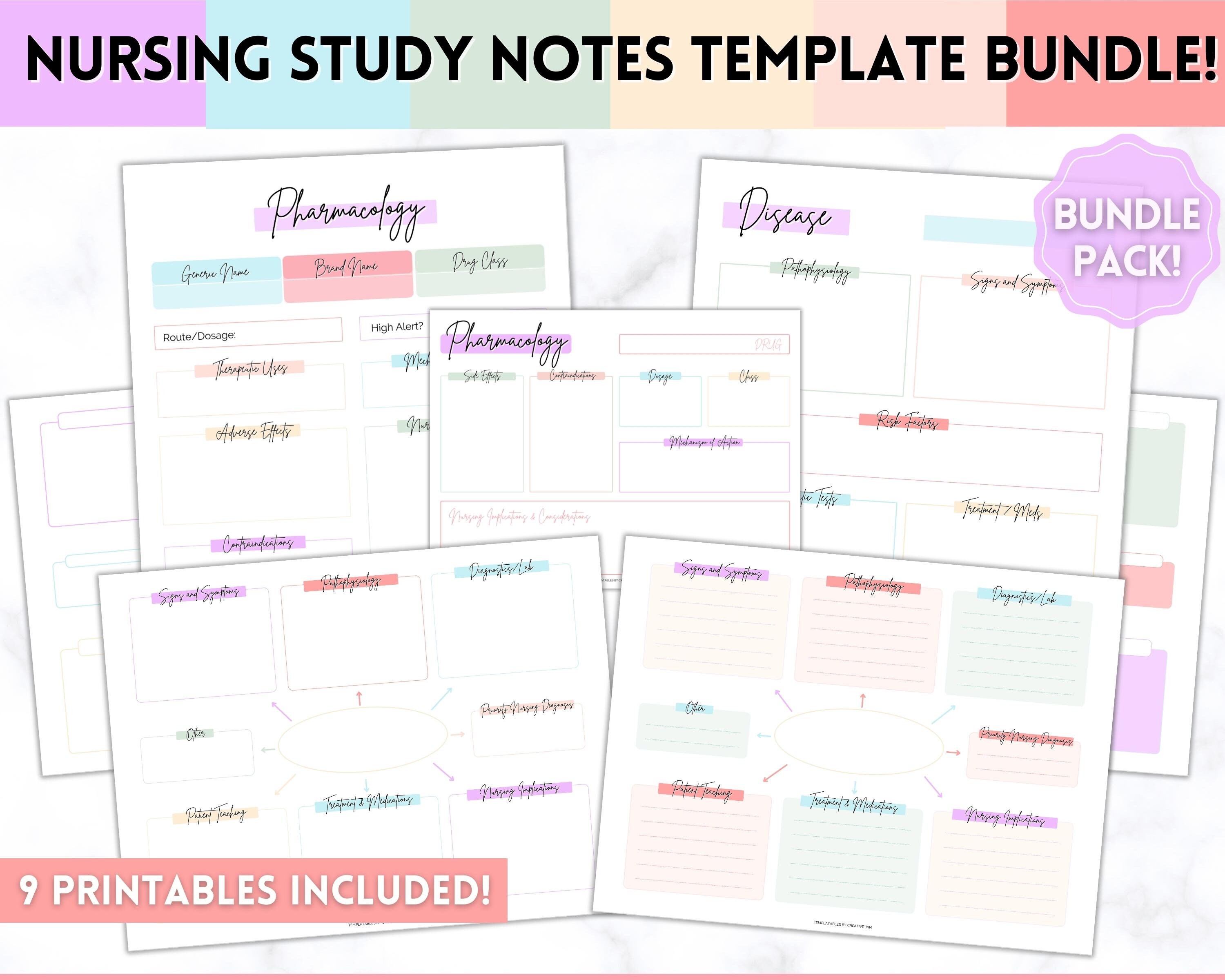 Nursing Notes BUNDLE, Printable Nurse Student Study Guide, Concept Map ...