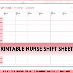 Nurse SHIFT Report Sheet Bundle, 5 Colors, Nurse Brain, ICU Nurse Report, RN Nursing Shift, Sbar, Patient Assessment, Printable Template