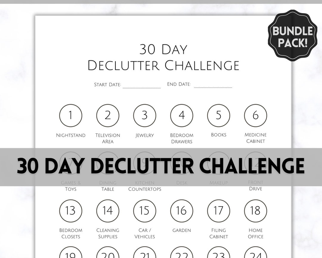 30 Day Declutter Challenge Printable, Cleaning Planner Schedule, De ...