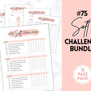 EDITABLE 75 SOFT Challenge Tracker, 75soft Printable, #75Soft, Easier 75 Hard, Easy , 75 Medium, Meal Planner, Fitness & Health Planner