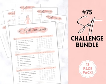 EDITABLE 75 SOFT Challenge Tracker, 75soft Printable, #75Soft, Easier 75 Hard, Easy , 75 Medium, Meal Planner, Fitness & Health Planner