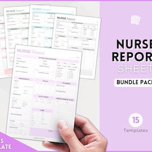 Nurse Report Sheet Bundle, 5 Colors, Nurse Brain Sheet, ICU Nurse Report, RN Nursing, New Grad, SBAR, Patient Assessment, Printable Template
