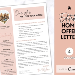 ¡Plantilla EDITABLE de carta de oferta de vivienda! Carta al vendedor, carta de oferta al comprador, marketing inmobiliario, agente inmobiliario, casa nueva, mudanza, alquiler