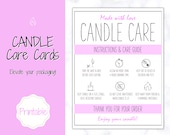 Candle Care Card Printable, Candle Care Guide, Candle Safety Instructions, Candle Packaging & Labels, Thank you card, Insert, Candle Maker