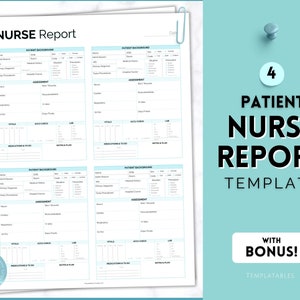 4 Patient Nurse Report Sheet, Nurse Brain Sheet, 5 Colors, ICU Nurse Report, RN Nursing, Grad, SBAR, Patient Assessment, Printable Template