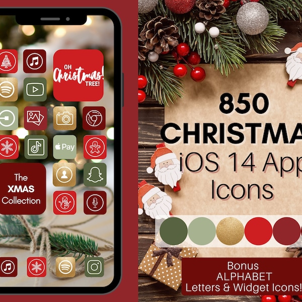 App Icon BUNDLE! 850 CHRISTMAS iOS 14 App Icons! Festive Xmas, 850 Home screen iOS 14 Icons, iPhone Aesthetic, Widget, Wallpaper, Icon Cover