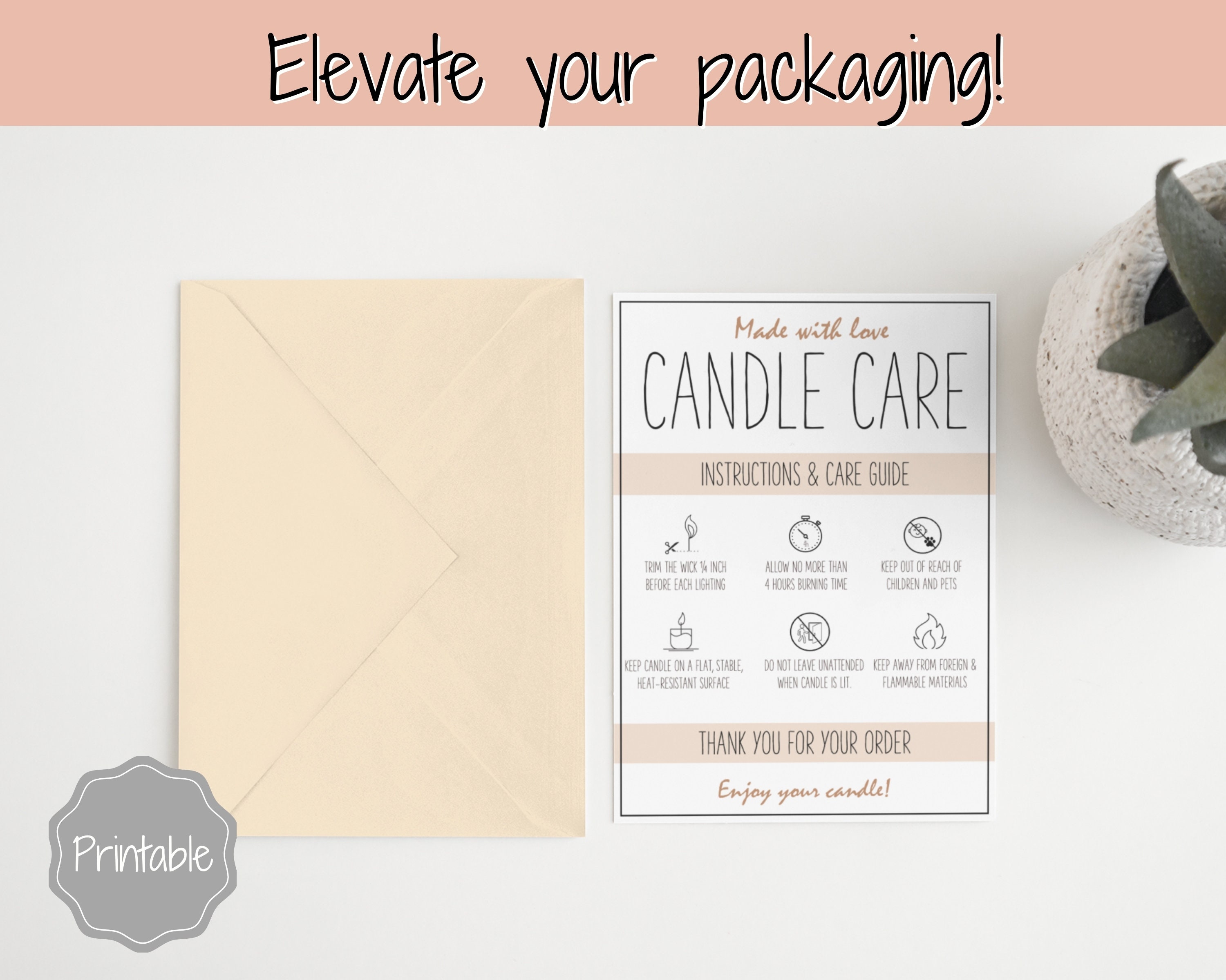 Candle Care Card Printable Candle Care Guide Candle Safety Etsy Australia