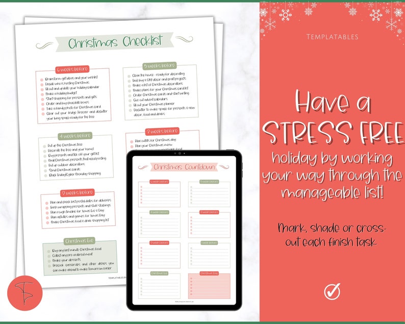 Christmas Countdown Checklist, Christmas Planner Printable, Holiday Planner Kit, Xmas Calendar, Organizer Binder, To Do List, Journal image 4