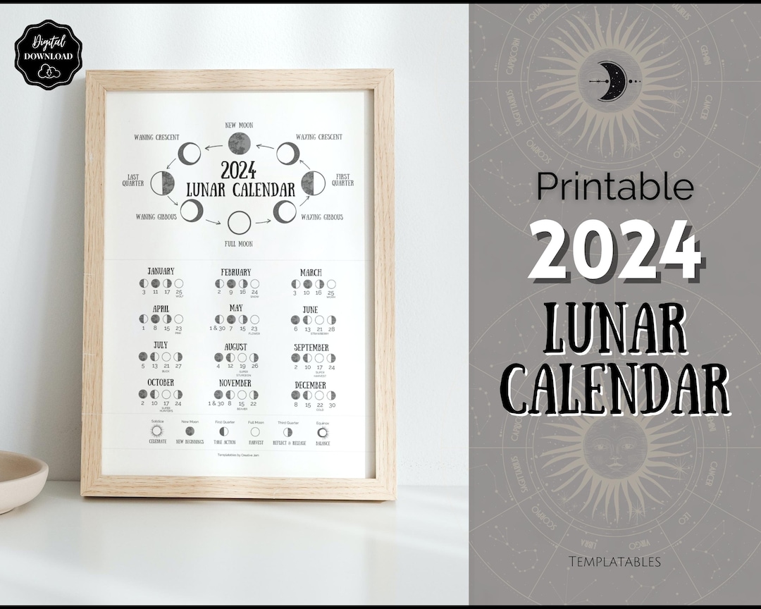 Agenda lunaire 2024: Cycles lunaires, planificateur des phases de la lune,  calendrier de la lune, Guide lunaire 2024
