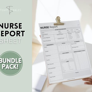 Nurse Report Sheet Bundle, 5 Colors, Nurse Brain Sheet, ICU Nurse Report, RN Nursing, New Grad, SBAR, Patient Assessment, Printable Template