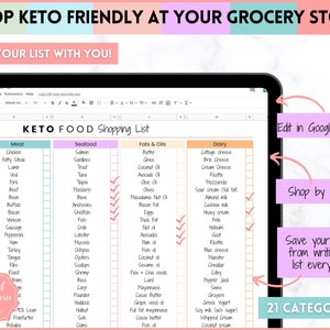 EDITABLE Keto Food List, Keto Snack List, Low carb, Digital Grocery List, Master Grocery List Printable, Shopping List, Meal Planner Journal image 3