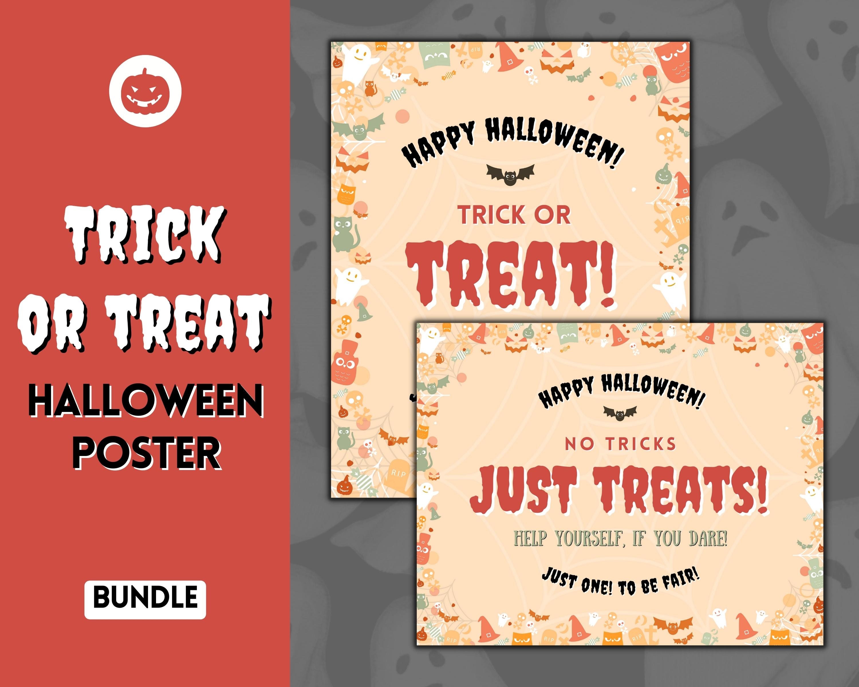 Halloween Candy Sign, Trick or Treat Sign, Please Take One Poster ...