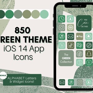 Green Theme iOS 14 App Icons, 850 Neutral Aesthetic iPhone App Icons,  Home Screen Icon & Widget, App Icon Covers, App Pack, Tropical Nature