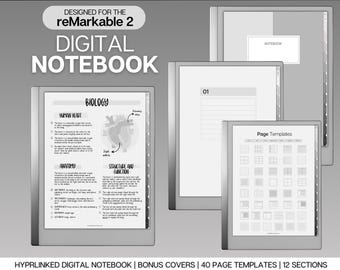 Cuaderno digital para mentes brillantes, más de 40 plantillas de página, plantilla para tomar notas con hipervínculos, formato Cornell, rayado, punteado, cuadriculado, portadas adicionales.