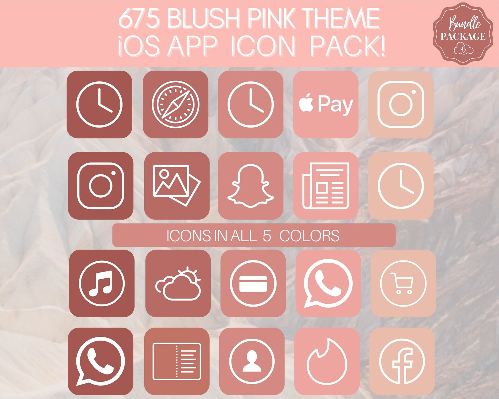 Blush PINK Theme Ios 14 App Icons 675 Dusty Pink Iphone Etsy