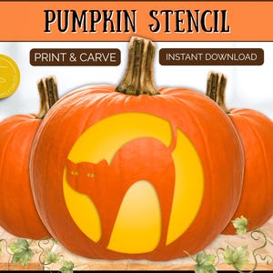 CAT Pumpkin Stencil, Printable Pumpkin Carving Stencil for Halloween Decor, Jack o lantern Stencil Template, Printable Fun Signs & Crafts