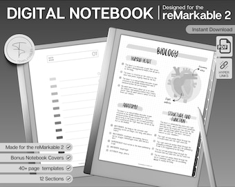Cuaderno digital para mentes brillantes, más de 40 plantillas de página, plantilla para tomar notas con hipervínculos, formato Cornell, rayado, punteado, cuadriculado, portadas adicionales.