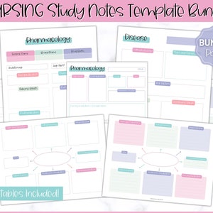 PAQUETE de notas de enfermería, Guía de estudio para estudiantes de enfermería imprimible, Mapa conceptual, Plantilla de enfermedad, Farmacología, Fisiopatología, Med Surg, Tarjeta de medicamentos