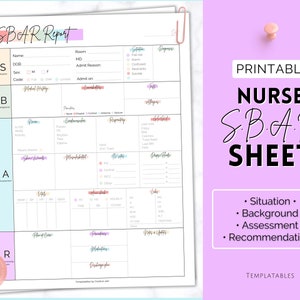 SBAR Nurse Report Sheet, Nurse Brain Sheet, ICU Nurse Report, RN Nursing, New Grad, Sbar Brain Sheet, Patient Assessment, Printable Template