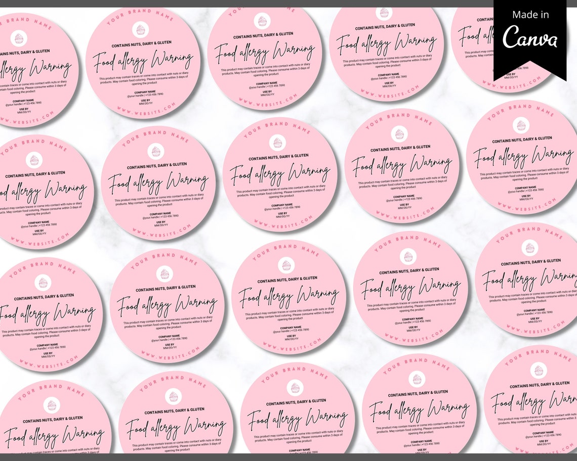 EDITABLE Allergy Label Template Allergen Label Allergy | Etsy
