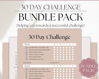 EDITABLE 30 Day Challenge Tracker, 30 Day Habit Tracker Printable, Weight Loss Journal, Fitness Planner, Health, Meal, Reading, Wellness