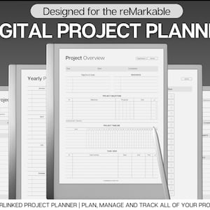 Project Planner  for the reMarkable 2, Project Tracker Management, Digital Planner, Work Schedule, Business, Student, Productivity, Gantt