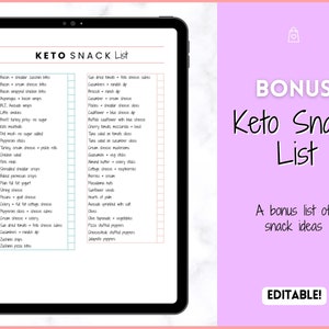 EDITABLE Keto Food List, Keto Snack List, Low carb, Digital Grocery List, Master Grocery List Printable, Shopping List, Meal Planner Journal image 6