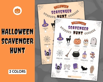 Kids Halloween Scavenger Hunt, Printable Party Game, Halloween Activities, Treasure Hunt, Trick or Treat Alternative, Kids Clues