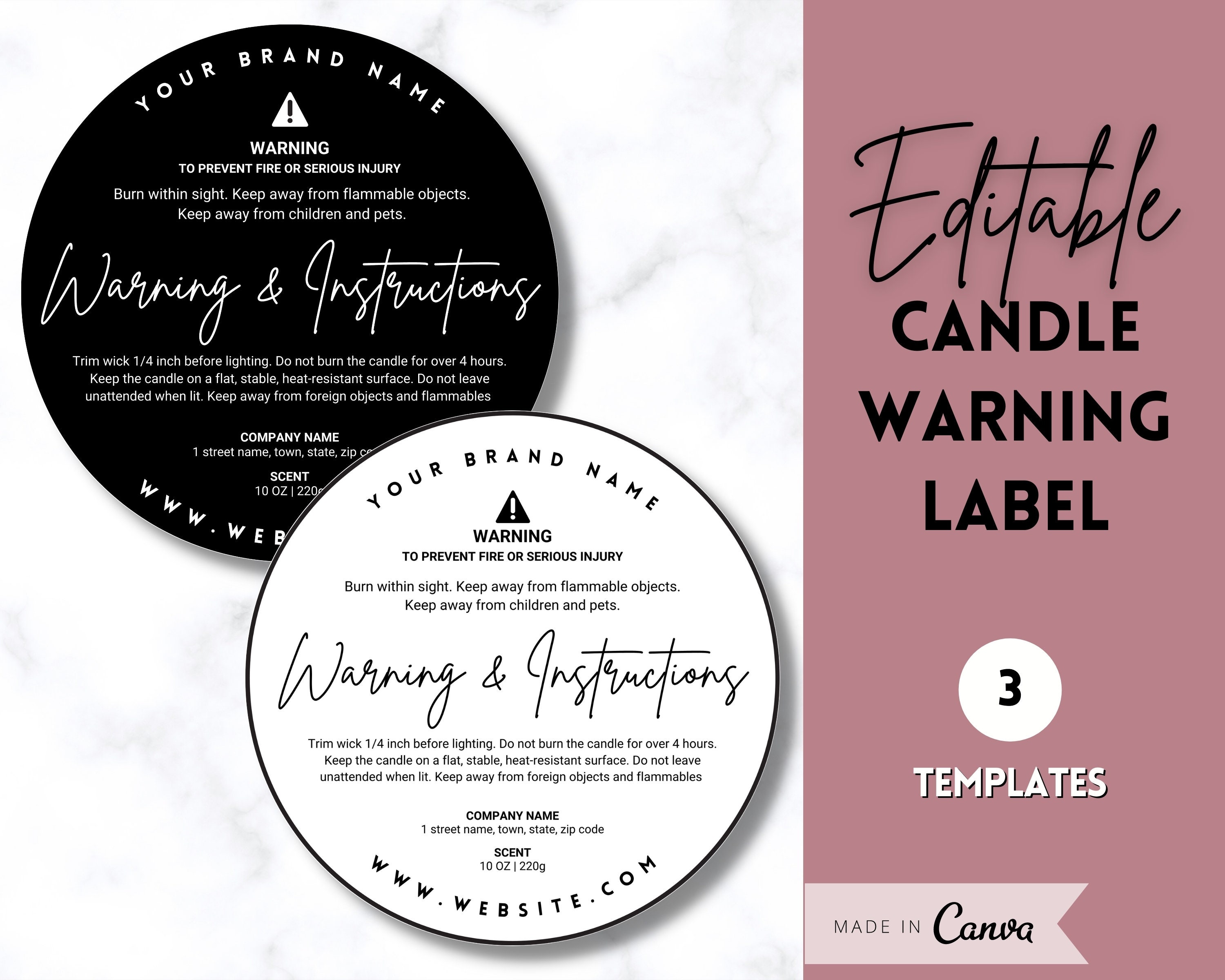 Candle Warning Labels, Candle Warning Stickers, Custom Candle Warning Labels,  Custom Candle Warning Sticker, Customized Candle Warning Label 