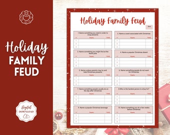 Christmas Family Feud Game! Holiday Family Quiz Game, Printable Xmas Party Game, Virtual Fun Activity, Kids Adults, Office, Fortunes, Trivia